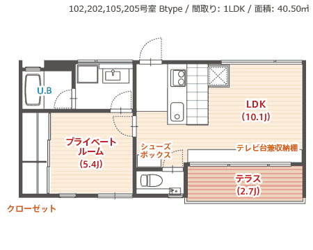 B-TYPE 201,301  Ԏ 2LDK ʐ 65.43u